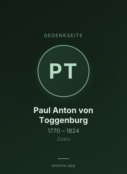 Gedenkportrait von Paul Anton von Toggenburg