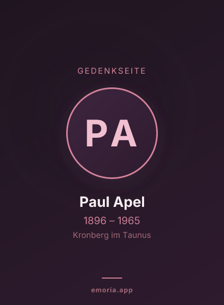 Gedenkportrait von Paul Apel