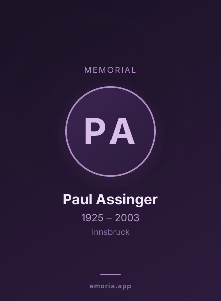 Memorial portrait of Paul Assinger