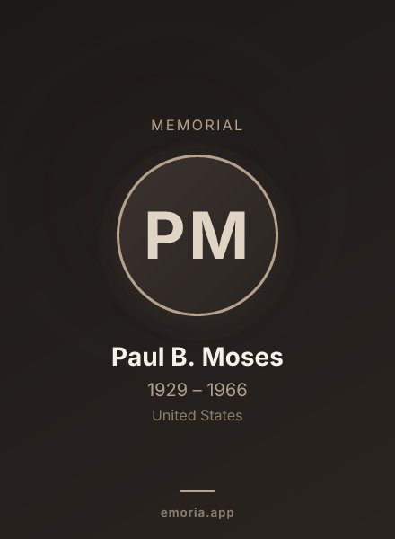 Memorial portrait of Paul B. Moses