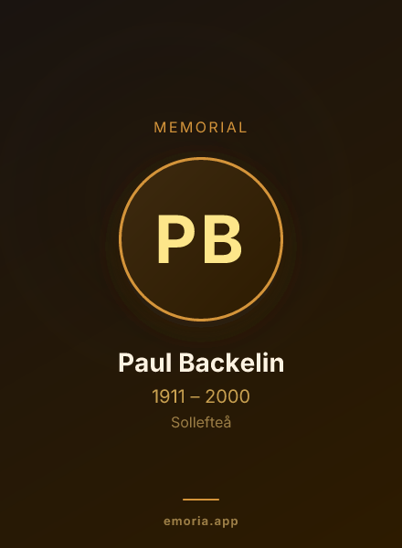 Memorial portrait of Paul Backelin