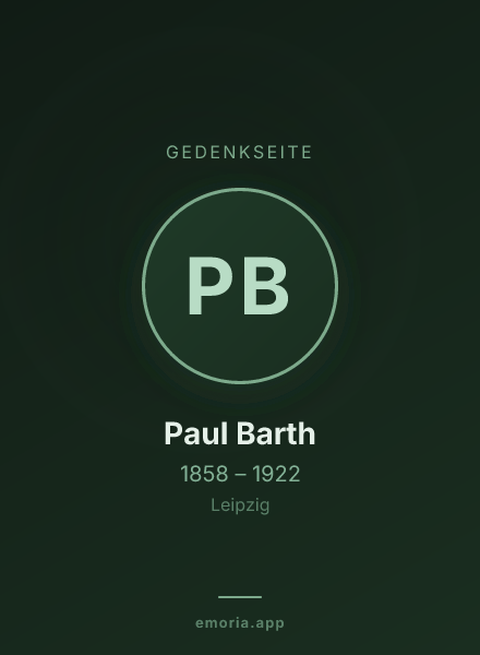 Gedenkportrait von Paul Barth