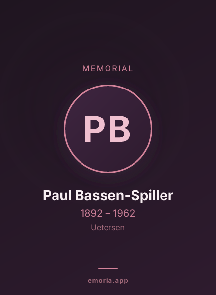 Memorial portrait of Paul Bassen-Spiller