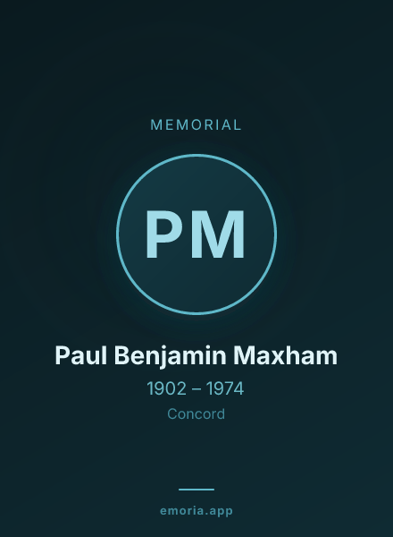Memorial portrait of Paul Benjamin Maxham