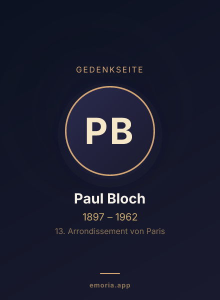 Gedenkportrait von Paul Bloch