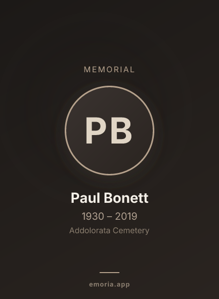 Memorial portrait of Paul Bonett