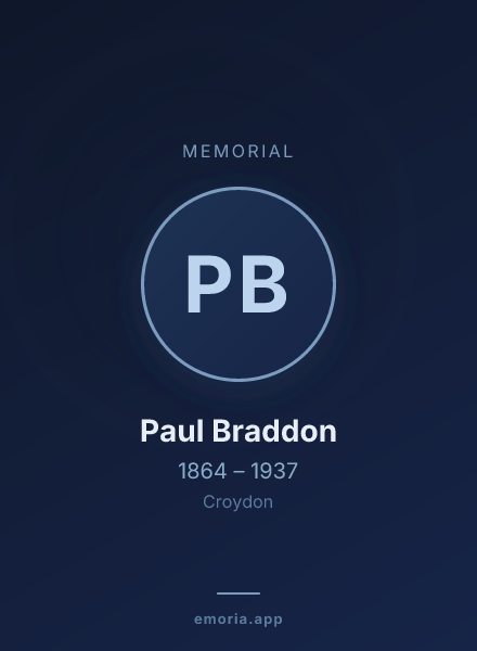 Memorial portrait of Paul Braddon