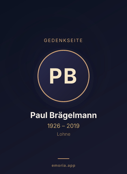 Gedenkportrait von Paul Brägelmann