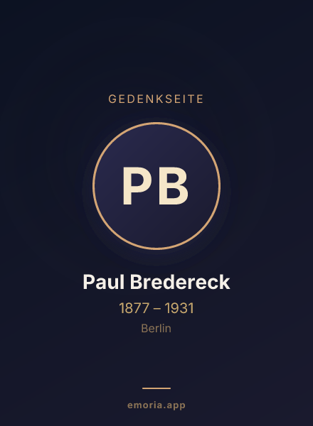 Gedenkportrait von Paul Bredereck