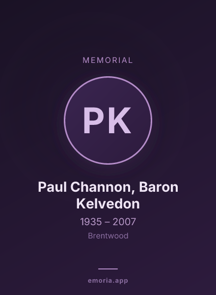 Memorial portrait of Paul Channon, Baron Kelvedon