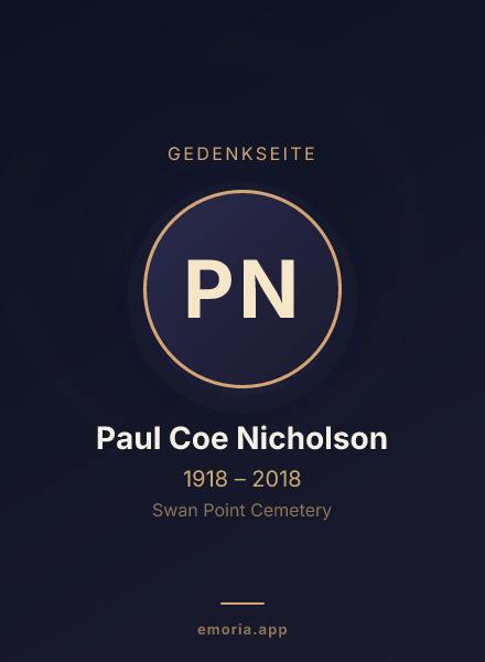 Gedenkportrait von Paul Coe Nicholson