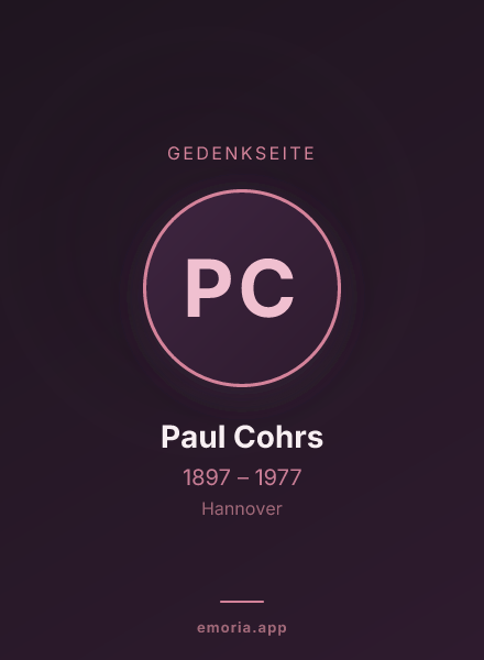 Gedenkportrait von Paul Cohrs