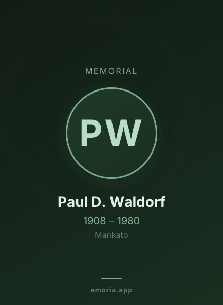 Memorial portrait of Paul D. Waldorf