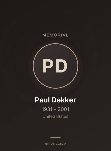 Memorial portrait of Paul Dekker