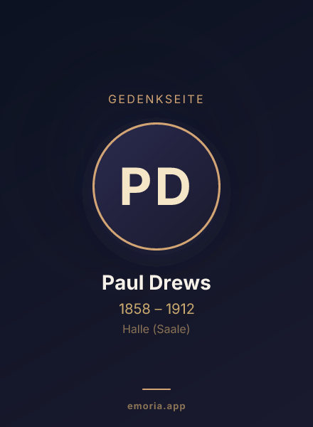 Gedenkportrait von Paul Drews