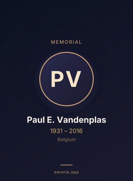 Memorial portrait of Paul E. Vandenplas