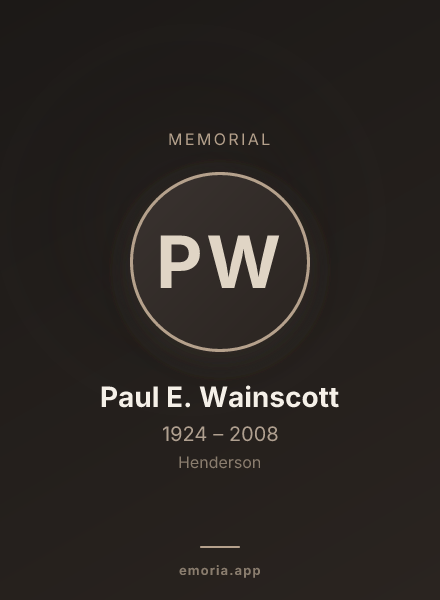 Memorial portrait of Paul E. Wainscott