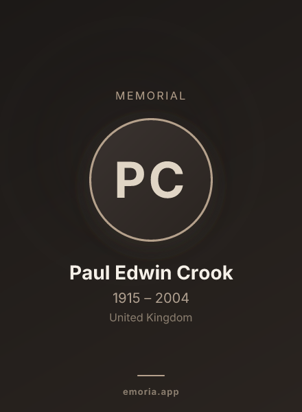 Memorial portrait of Paul Edwin Crook
