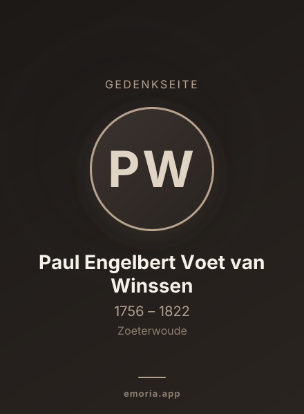Gedenkportrait von Paul Engelbert Voet van Winssen