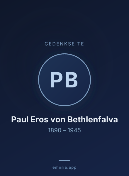 Gedenkportrait von Paul Eros von Bethlenfalva