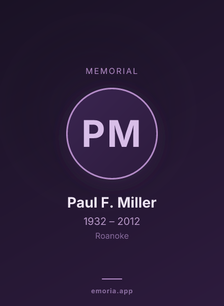 Memorial portrait of Paul F. Miller