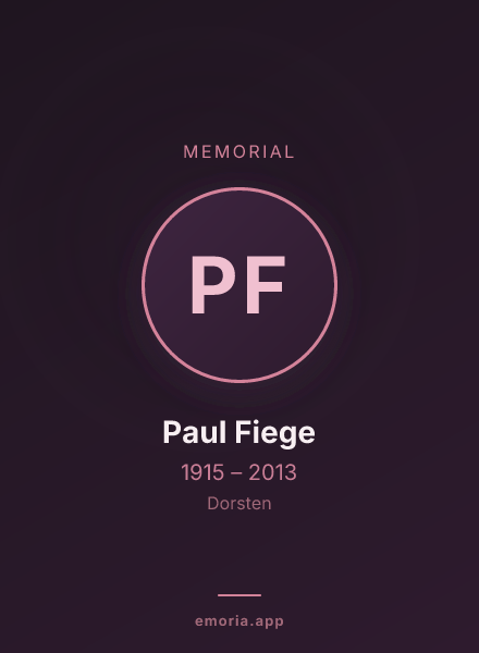Memorial portrait of Paul Fiege