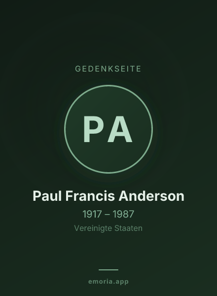 Gedenkportrait von Paul Francis Anderson