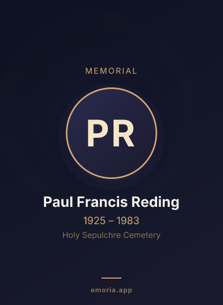 Memorial portrait of Paul Francis Reding