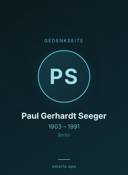 Gedenkportrait von Paul Gerhardt Seeger