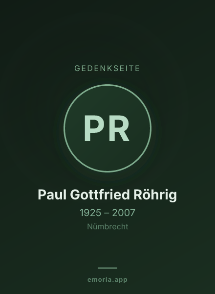 Gedenkportrait von Paul Gottfried Röhrig