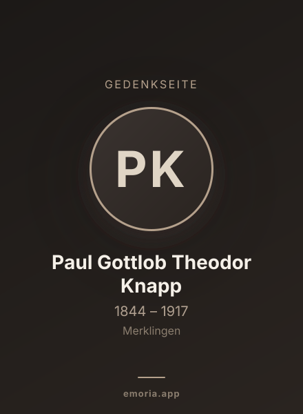 Gedenkportrait von Paul Gottlob Theodor Knapp