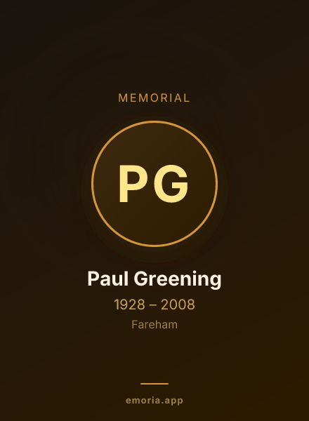 Memorial portrait of Paul Greening
