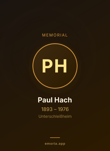 Memorial portrait of Paul Hach