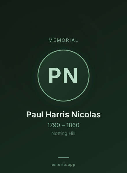 Memorial portrait of Paul Harris Nicolas