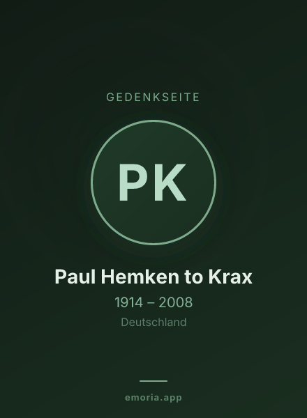 Gedenkportrait von Paul Hemken to Krax
