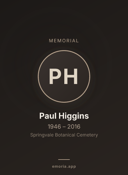 Memorial portrait of Paul Higgins