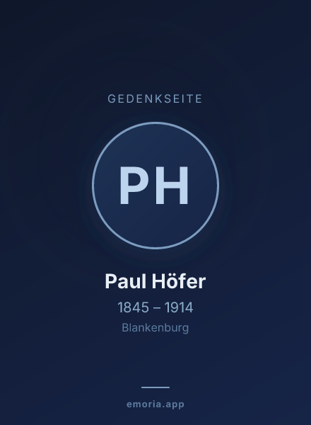 Gedenkportrait von Paul Höfer