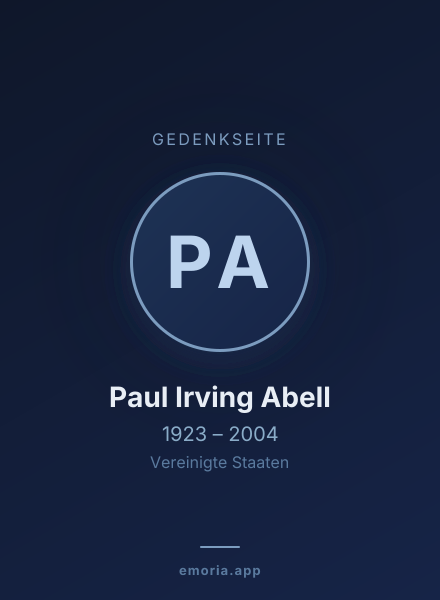Gedenkportrait von Paul Irving Abell