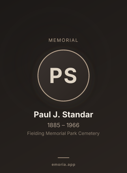 Memorial portrait of Paul J. Standar