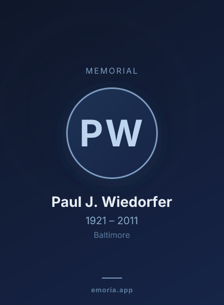Memorial portrait of Paul J. Wiedorfer