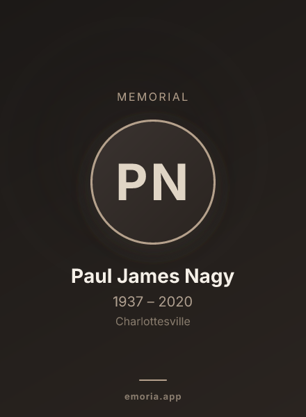 Memorial portrait of Paul James Nagy
