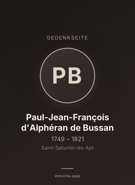 Gedenkportrait von Paul-Jean-François d'Alphéran de Bussan