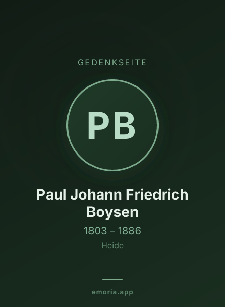 Gedenkportrait von Paul Johann Friedrich Boysen