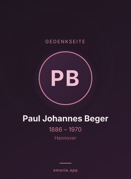 Gedenkportrait von Paul Johannes Beger