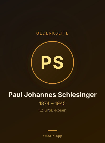 Gedenkportrait von Paul Johannes Schlesinger