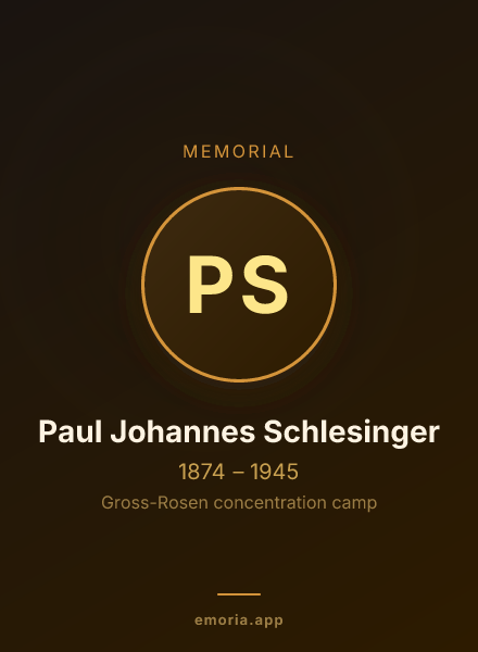 Memorial portrait of Paul Johannes Schlesinger