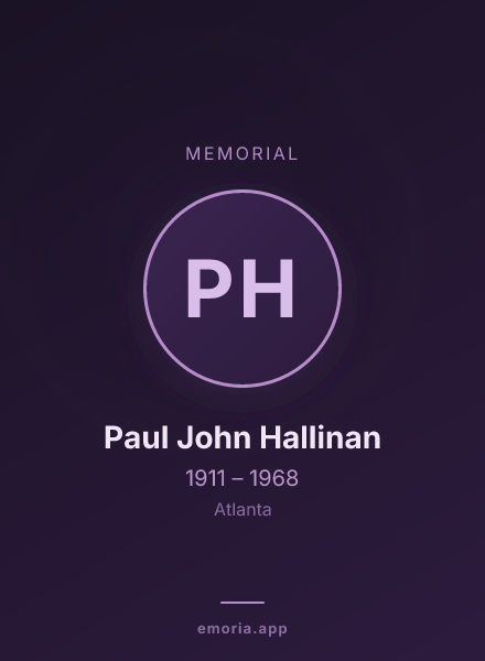 Memorial portrait of Paul John Hallinan