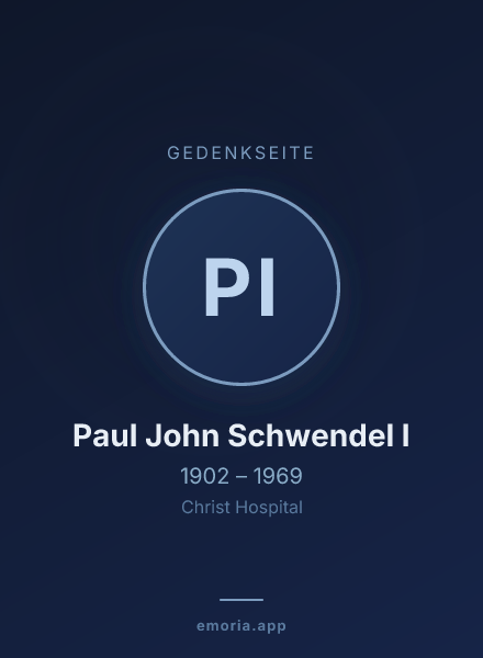 Gedenkportrait von Paul John Schwendel I