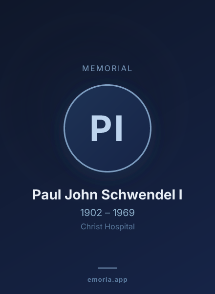 Memorial portrait of Paul John Schwendel I