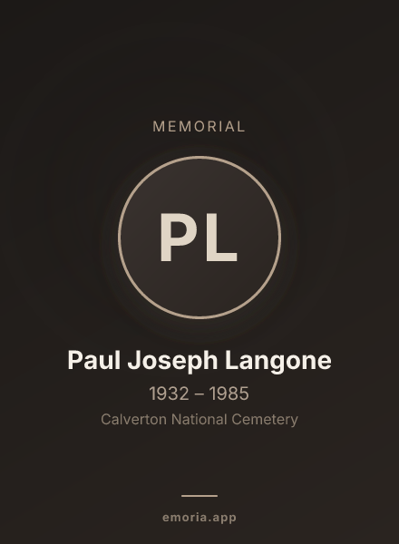 Memorial portrait of Paul Joseph Langone